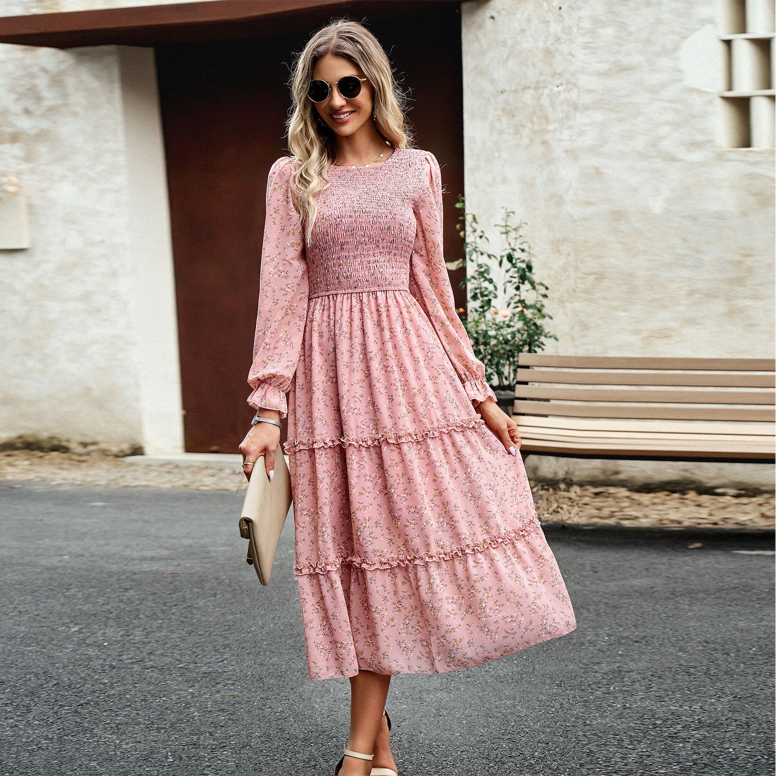  thdmladies Forever Crush Mauve Floral Print Midi Dress thedmladies