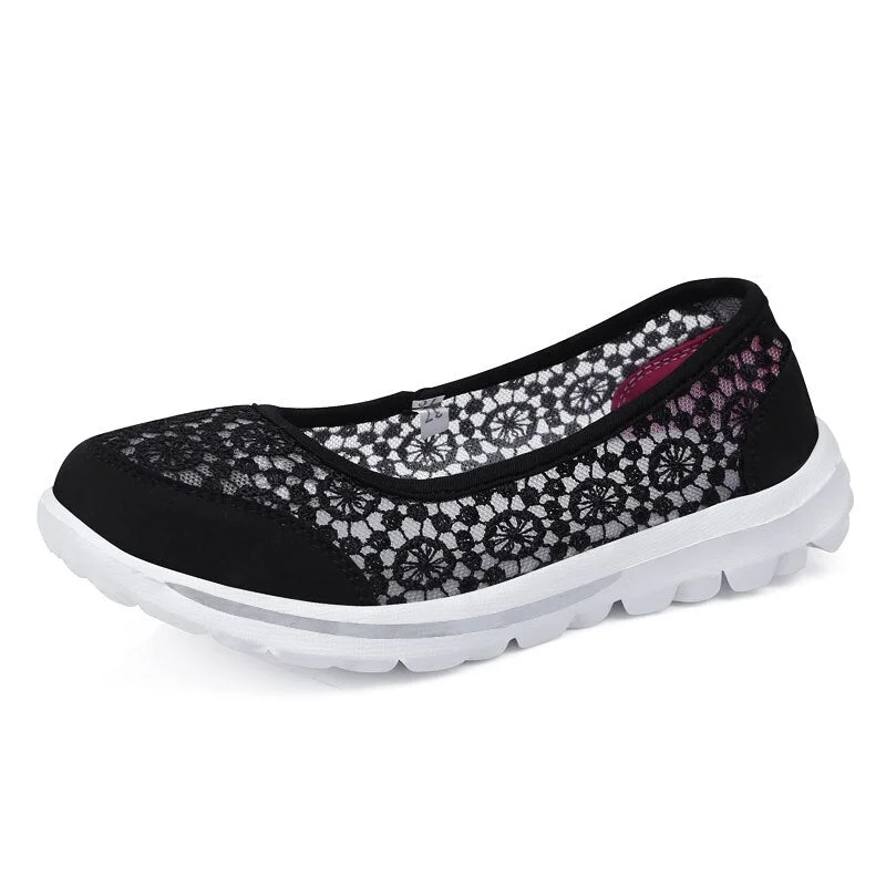 Women Loafers Summer Comfort Hollow Lightweight Boat Shoes Casual Female Slip On Flats Shoes Ladies Vulcanized Walking Shoes