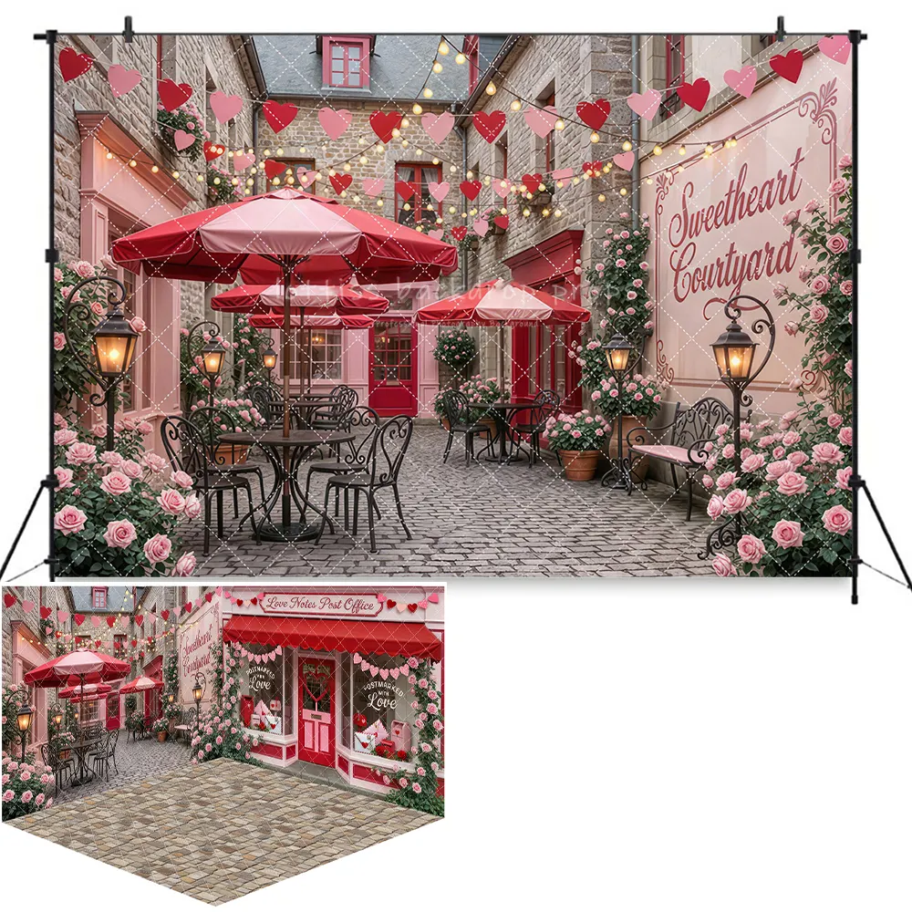 2026 Valentine's Day Street Store Backdrops Kids Adult Photography ...