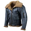 Men Vintage Distressed Real Fur RAF B3 Bomber Genuine Sheepskin Leather Jacket by Inlyline