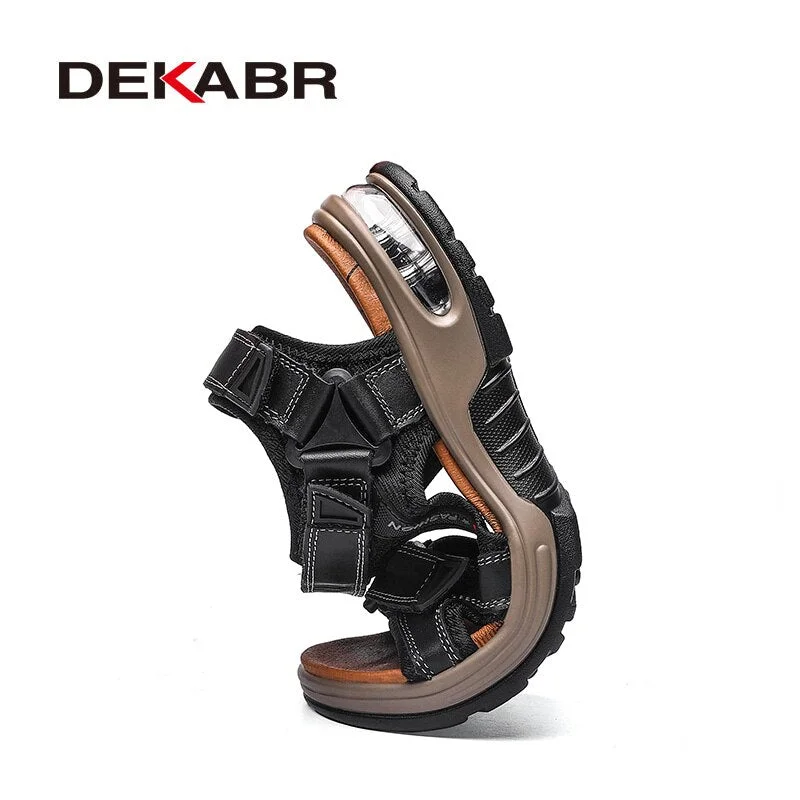 DEKABR Split Leather Men Shoes Summer Fashion Men's Sandals Beach Non-slip Men Sandals Slippers Big Size 38-47 Zapatos Hombre