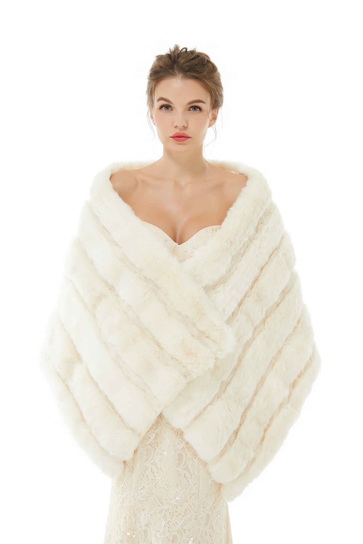 Dresseswow Faux Fur Shawl Winter Wedding Bridal Wrap