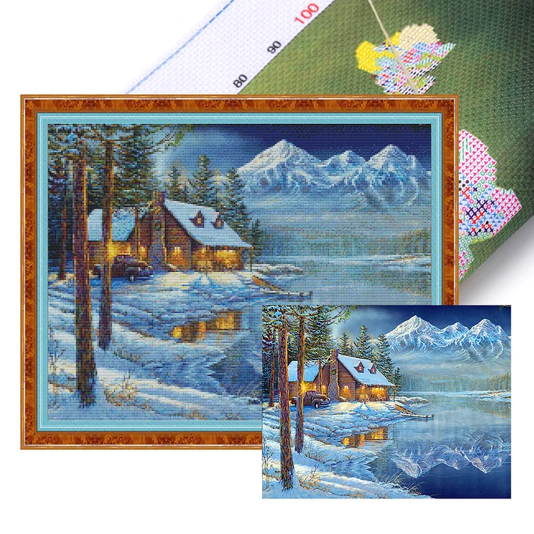 Winter Christmas Igloo - Printed Cross Stitch 11CT