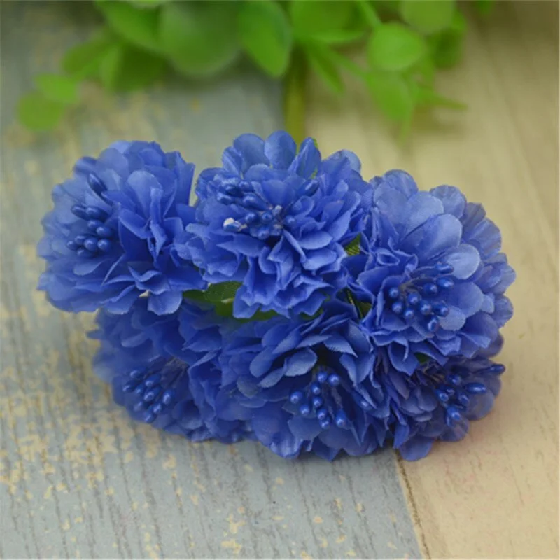 6pcs/lot  Silk Artificial Mini Rose Flowers Bouquet Multicolor Scrapbooking Fake Flower Stamen  Wedding  Decoration Diy Handmade