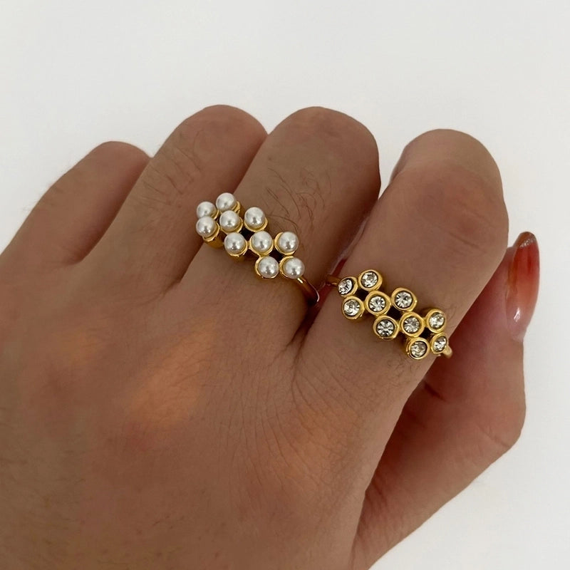 Minimalist Classic Style Solid Color 304 Stainless Steel Zircon Inlay Stainless Steel Rings