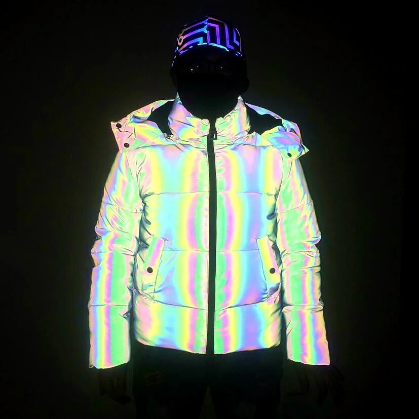 Woherb Winter Fashion Dazzle Color Reflective Cotton-Padded Clothes Women Lovely Three-Dimensional Beast Horn Rainbow Color Luminous Cotton-Padded Clothes-Outfit Ideas