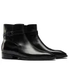 Premium Men's Black Monk Boots - Leather Sole