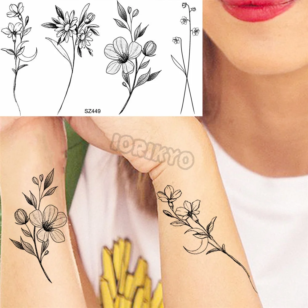 Minimalist Polar Bear Small Temporary Tattoos For Women Men Realistic Dandelion Hummingbird Fake Tattoo Sticker Forearm Tatoos