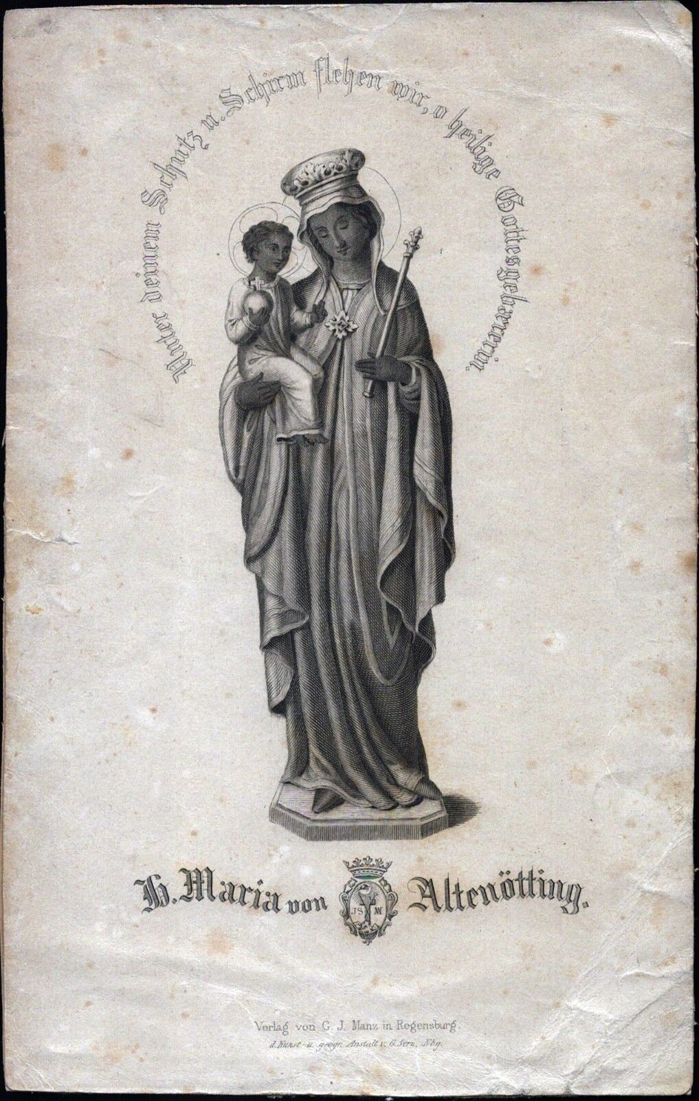 Holy Mary From Alt?tting Devotional Picture Holy Icon Manz Regensburg (O-5816