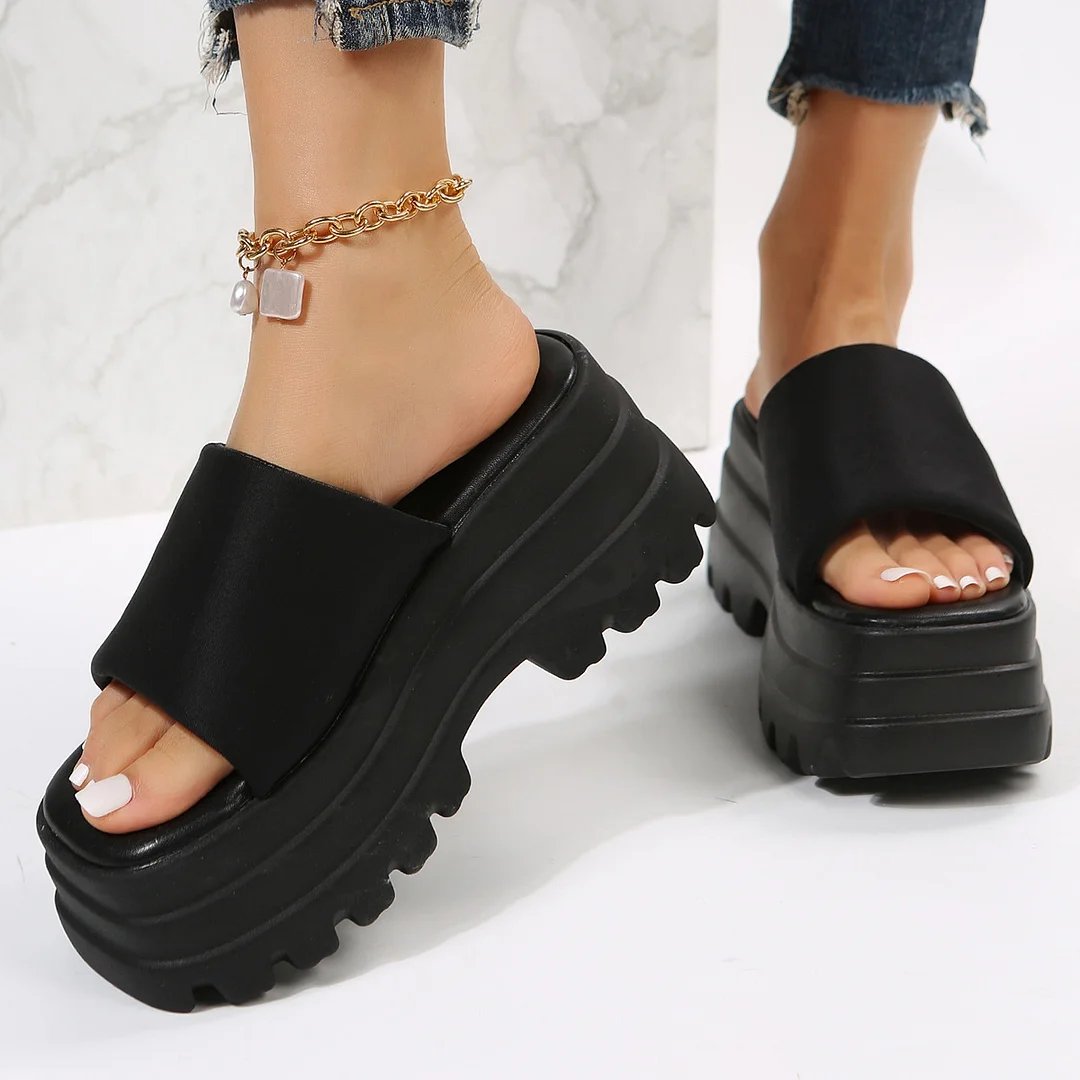 Peep Toe Slipper High Heel Flat Shoes Summer Cow Print Sandals-PABIUYOU- Women's Fashion Leader