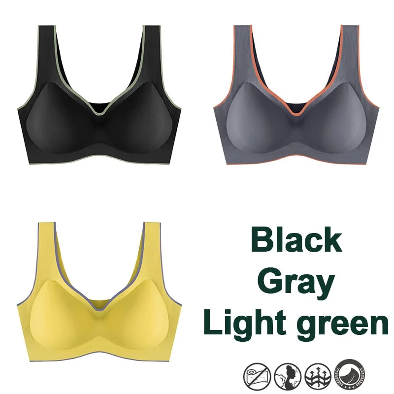 3PCS Latex Bra Women Brassiere Underwear Push Up Bras Seamless Bralette for Female Plus Size Bra Tank Crop Tops Gathers Padded