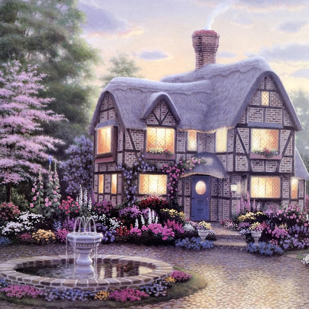 Diamond Painting - Round Drill - Partial Dril - Lighting Warm House(30*30cm)