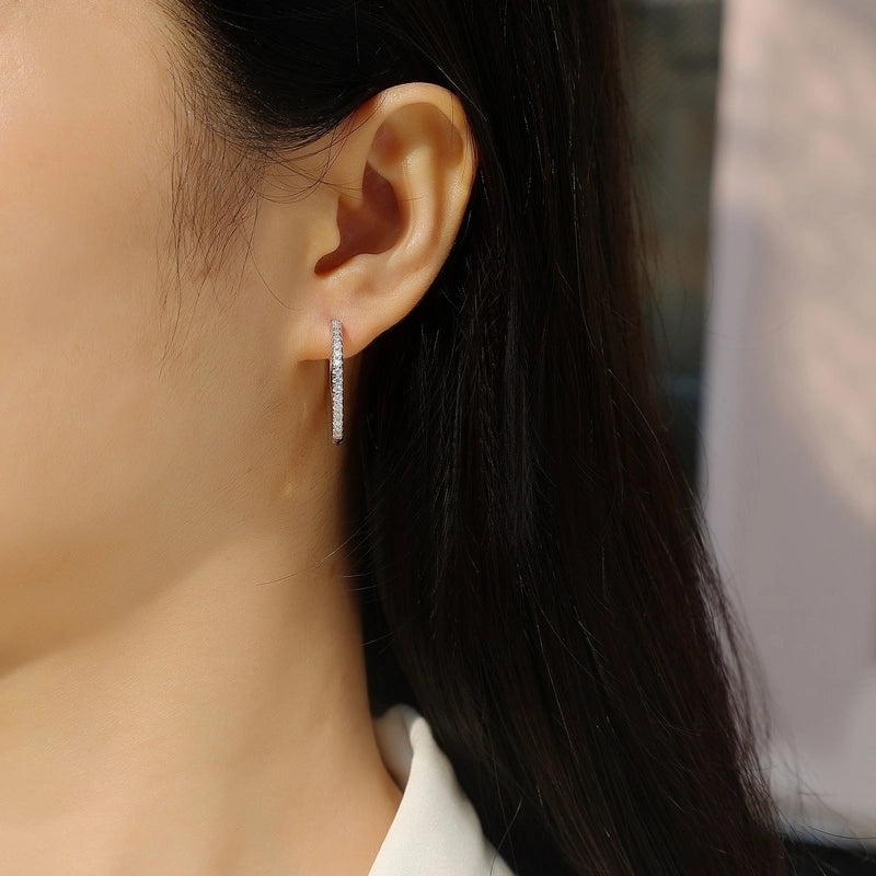 1 Pair 925 Sterling Silver Moissanite Geometric Earrings