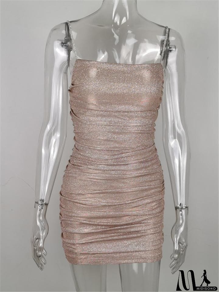 MidiSono - Stylish Casual Shiny Design Sexy Slim Mini Slip Dress