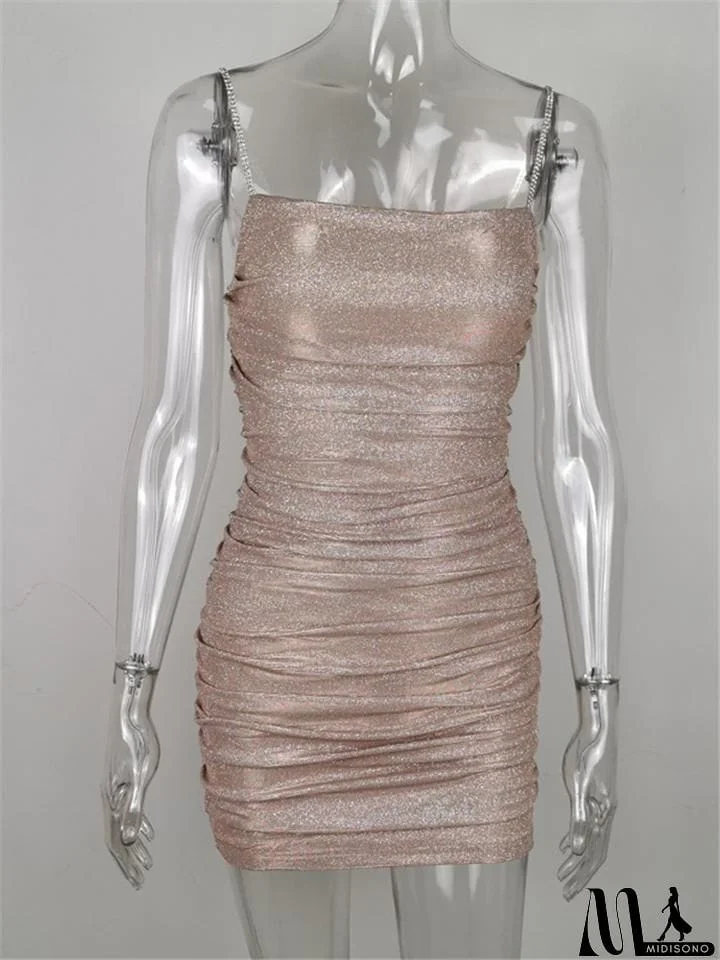 MidiSono - Stylish Casual Shiny Design Sexy Slim Mini Slip Dress