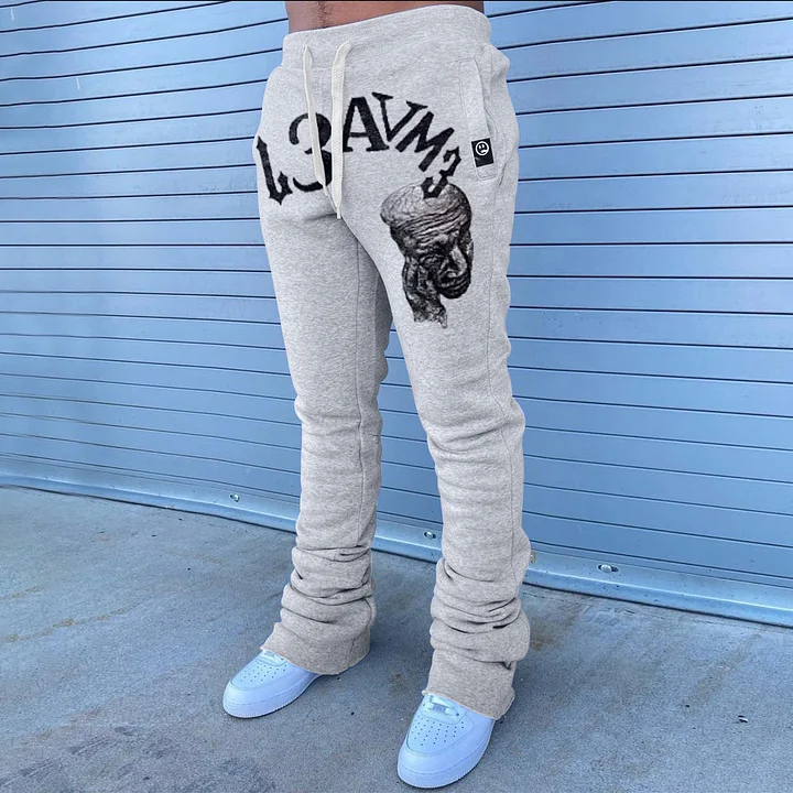 Fashionable Retro Printed Casual Flares Sweatpants