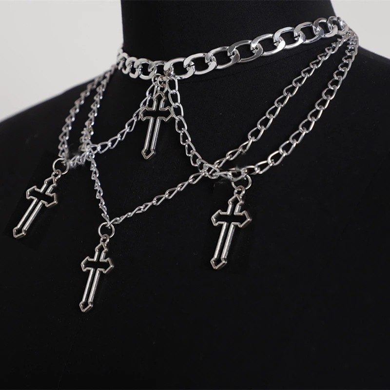 Goth Punk Multi-Element Cross Necklace / TECHWEAR CLUB / Techwear