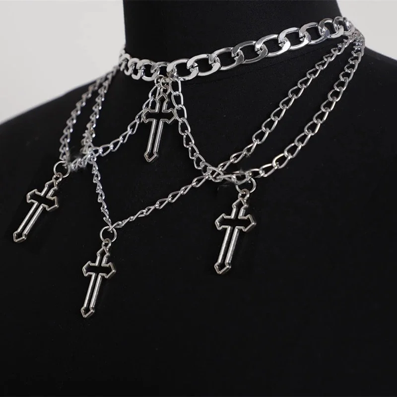 Gothic Multi-Element Cross Necklace / DarkAcademias /Darkacademias