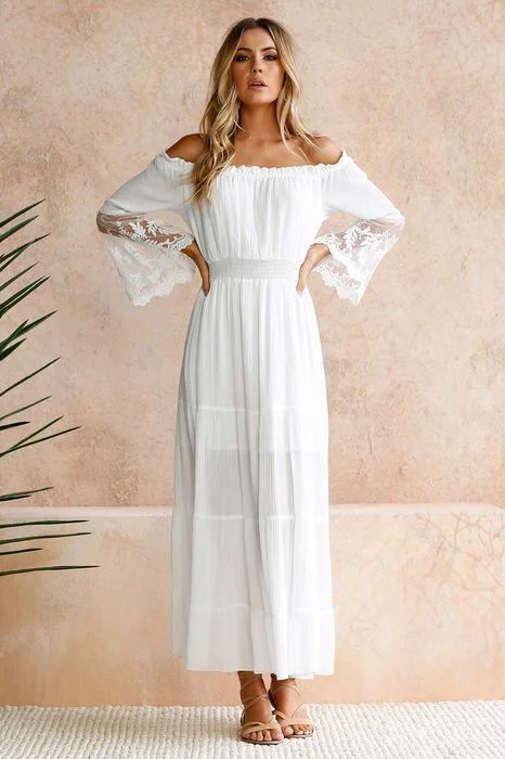 Bohemian Midi Dress Lace Tired Holiday Dress