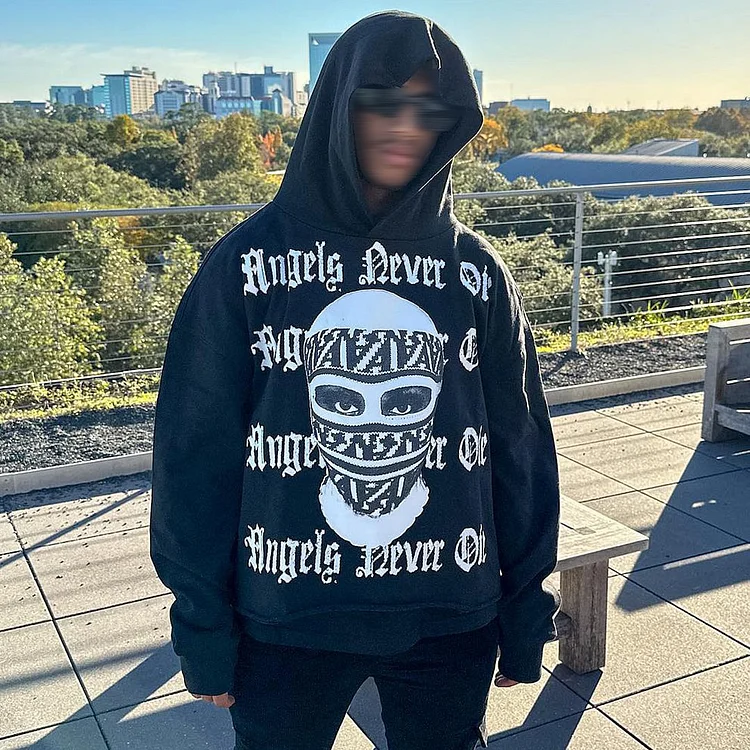 Angel Print Casual Street Cotton Hoodie