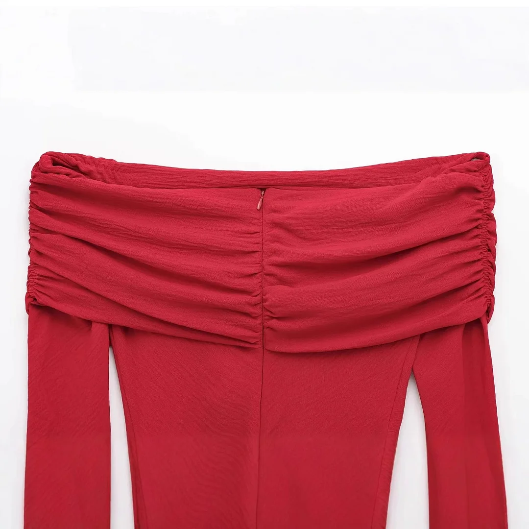 Nigikala Nigikala Women's Clothing Explosion Word Broken Folded Shoulder Repair Soft Chiffon Shirt