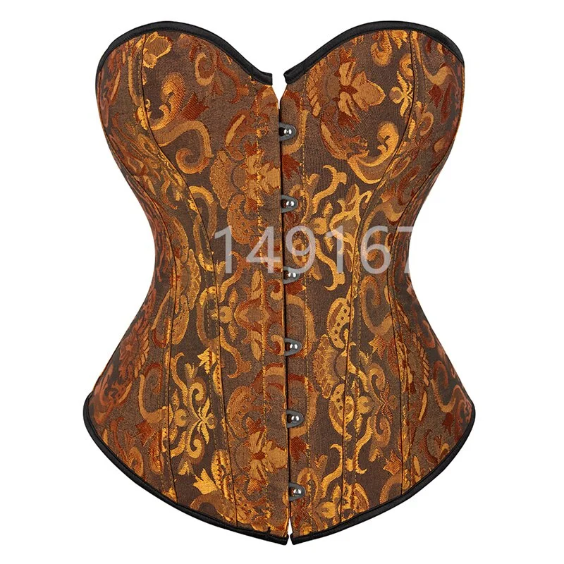 Corsets and Bustiers for Women Top Christmas Sexy Corselet Satin Overbust Brocade Vintage Plus Size Green Black White Red Cheap