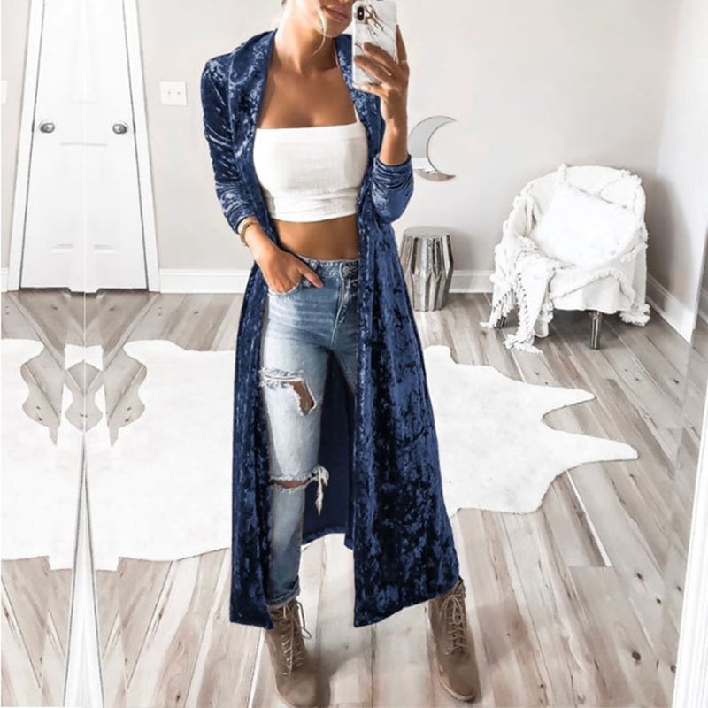 Casual Loose Velvet Long Duster
