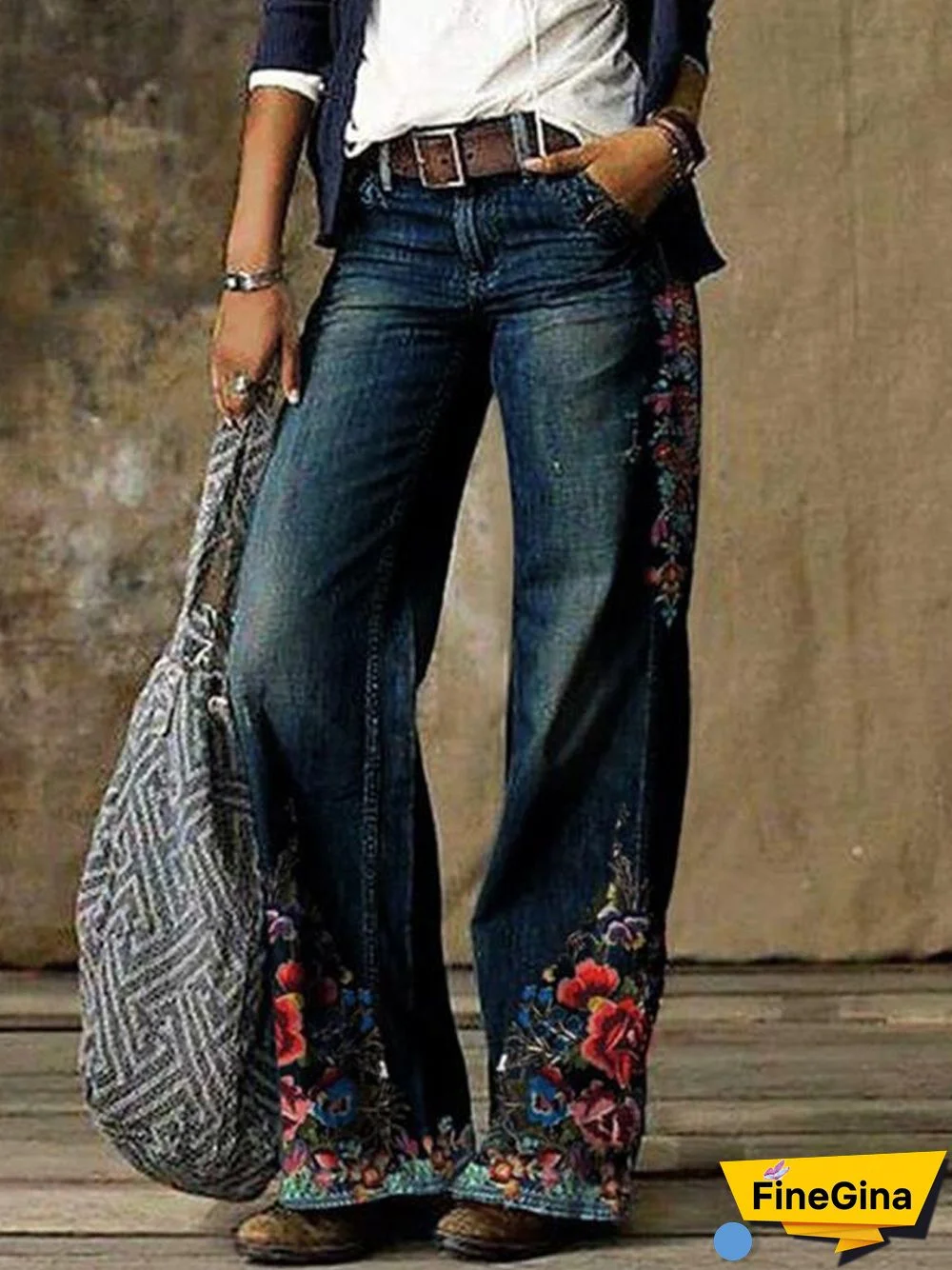 Fashion Printed Long Jeans
