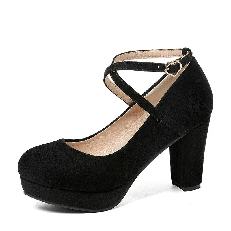 Gdgydh Cross-tied High Heels Shoes Pumps For Women 2021 New Spring On Sale Big Size 47 Ladies Black Office Shoes Pink Platform