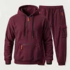 Men's 2 Pieces Sweatsuit Quarter-Zip Hoodie and Cargo Joggers Tracksuit Set by Inlyline