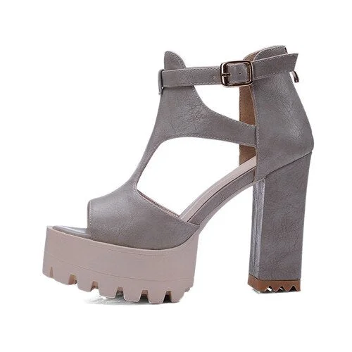 Gdgydh Hot Sale 2021 New Brand High Heels Sandals Summer Platform Sandals for Women Fashion Buckle Thick Heels Shoes Big Size 42