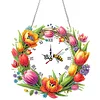DIY Tulips Diamond Clock Art Pendant Home Wall Decoration Crafts