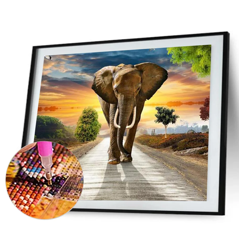 Full Round Diamond Painting 40*30cm - African Elephant