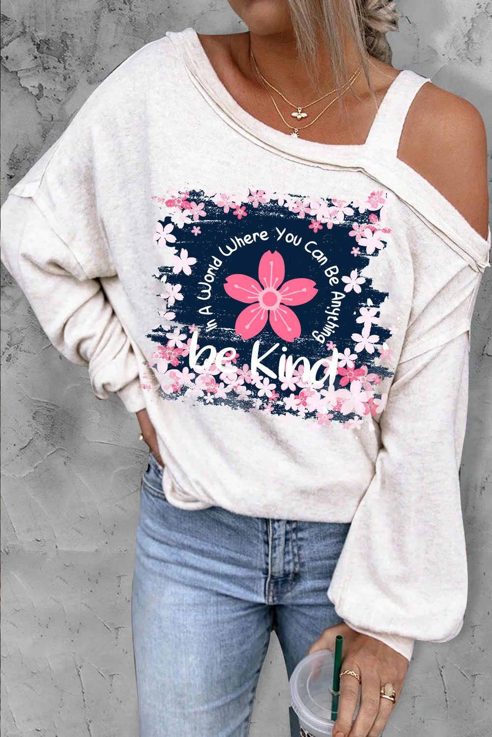 Pink Cherry Blossoms Long Sleeve Top