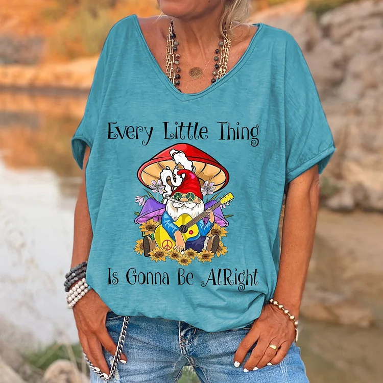 Every Little Thing Is Gonna Be AlRight Printed Women's V-neck T-shirt