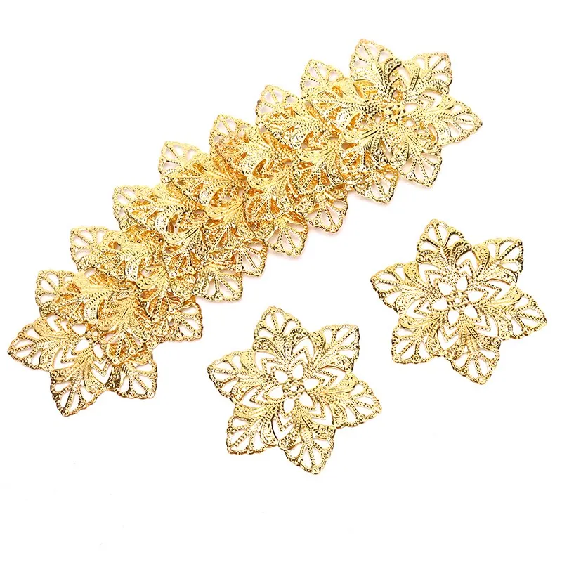 30/20/10 DIY Jewelry Earrings Stud Pin Filigree Flower Wraps Connectors DIY Jewelry Making Accessories Metal Crafts Decoration