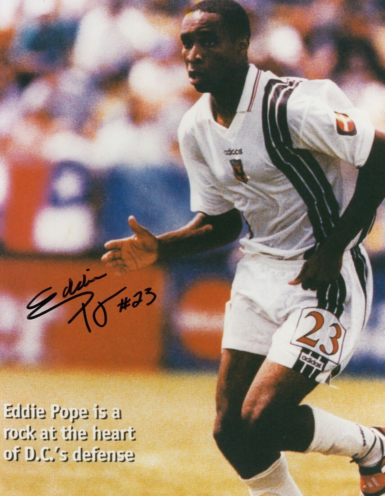 Eddie Pope #0 8x10 Photo Poster painting Signed W/COA Soccer