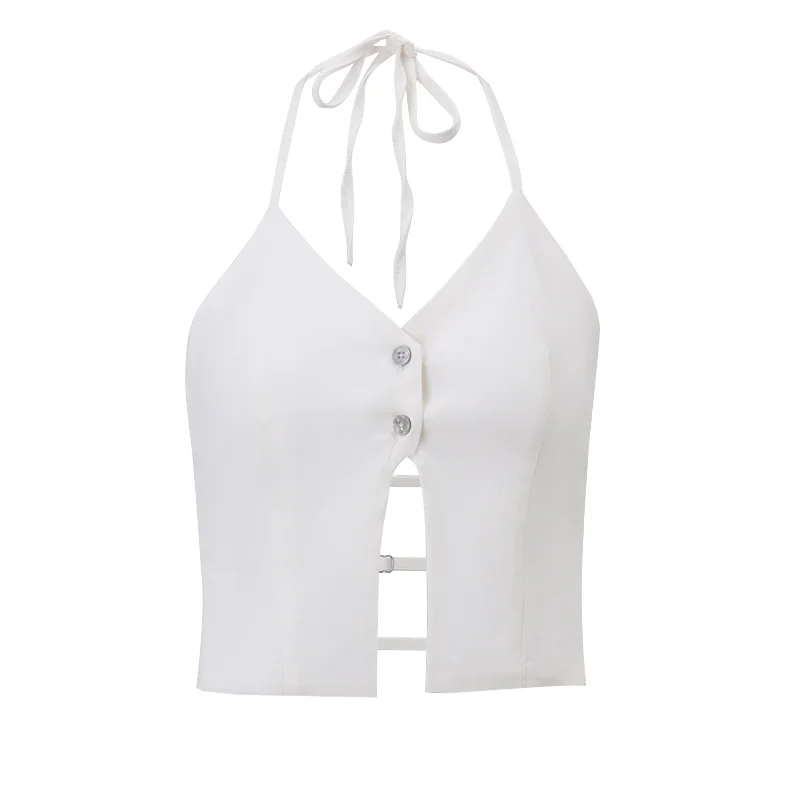 Uveng Uveng Women's Spring 2024 New Hot Selling Sex Navel Hollow Hanging Neck Short Belt Vest