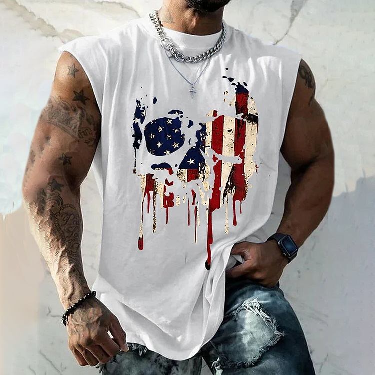 Men's Skull Flag Print Tank Top