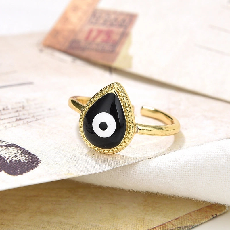 Fashion Water Droplets Eye Copper Enamel Open Ring 1 Piece