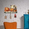 (US Only)Halloween Pumpkin Owl Wood 2D/Flat DIY Diamond Painting Hooks Home Decor Craft