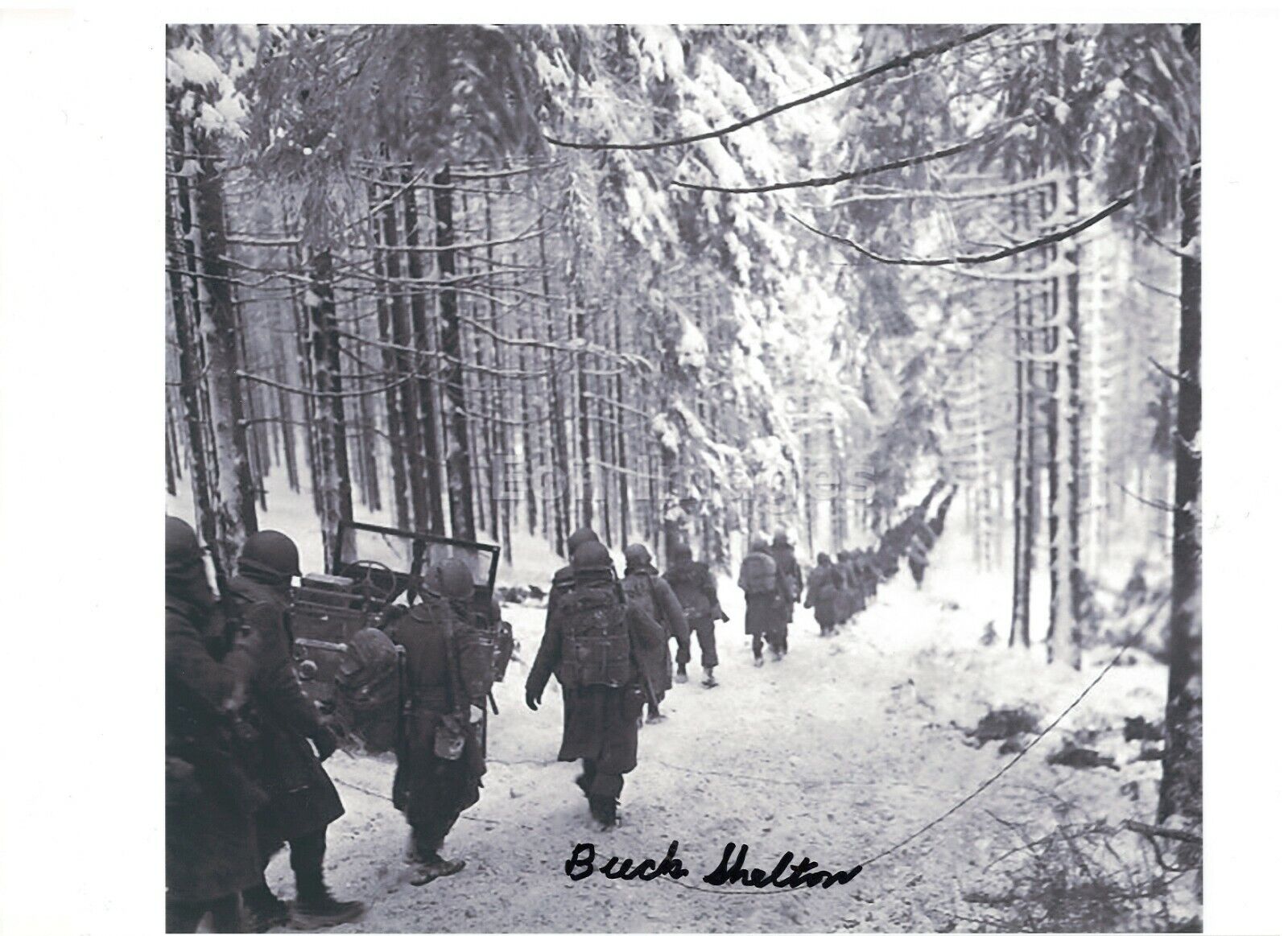 BUCK SHELTON 99TH INFANTRY DIVISION BATTLE OF THE BULGE VET RARE SIGNED Photo Poster painting