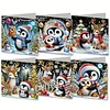 (US Only)6PCS Christmas Penguin DIY Diamond Art Greeting Cards Congratulations Cards