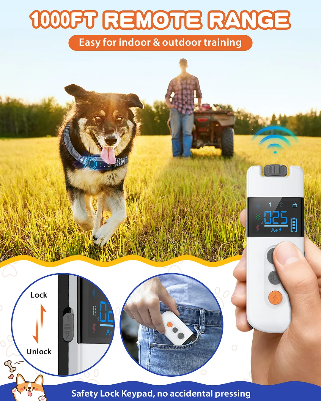 BEBANG 2-in-1 Dog Shock Collar & Dog Bark Collar