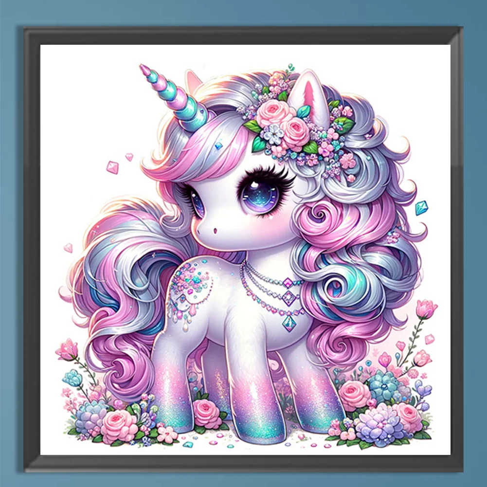 Full Square Diamond Painting 35*35cm - Black And White Unicorn