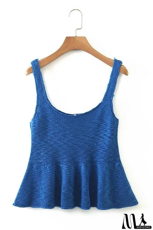 MidiSono - Knit U Neck Peplum Top