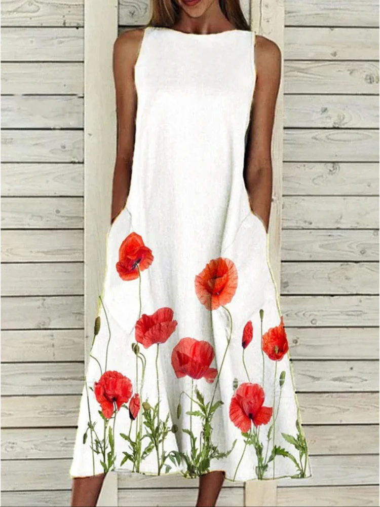 Floral Bottom Wide Skirt Maxi Dress