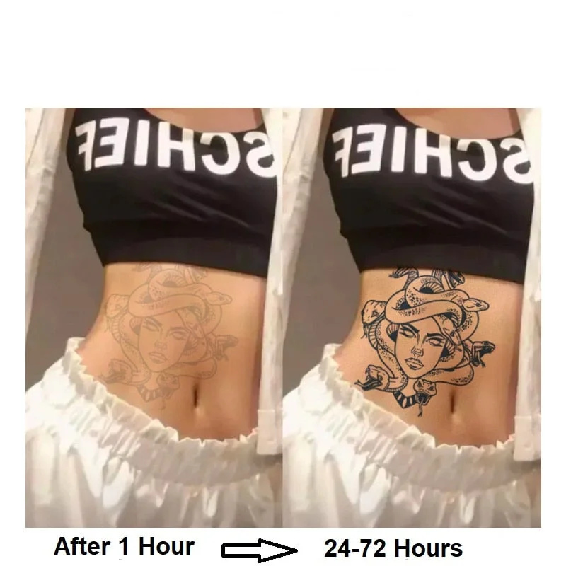 Medusa Juice Lasting Ink Tattoos Body Art Waterproof Temporary Tattoo Sticker Snake Lady Tatoo Arm Fake Tatto Tatoo Flash Decal