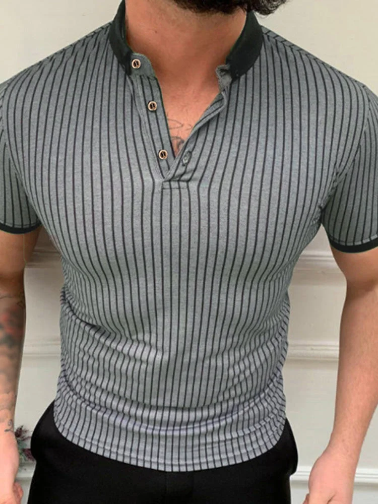 Aonga - Mens Striped Short Sleeve ShirtJ