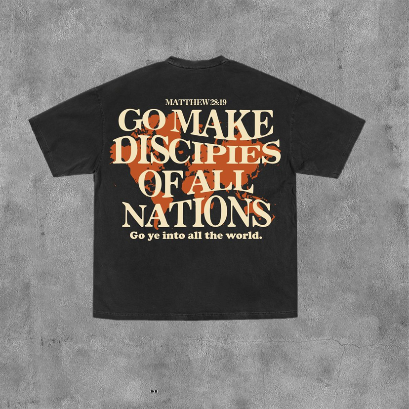 Sopula Men's Go Make Disciples Of All Nations Graphic Acid Washed T-Shirt - SOPULA